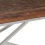 Mesa de centro de acero inoxidable plateado y madera maciza