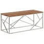 Mesa de centro acero inoxidable plateado y madera maciza acacia de , Mesas de centro - Ref: Foro24-349943, Precio: 89,31 €, D...