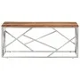 Mesa de centro acero inoxidable plateado y madera maciza acacia de , Mesas de centro - Ref: Foro24-349943, Precio: 89,31 €, D...