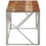 Mesa de centro acero inoxidable plateado y madera maciza acacia de , Mesas de centro - Ref: Foro24-349943, Precio: 89,31 €, D...
