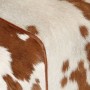 Banco de cuero de cabra auténtico marrón y blanco 160x28x50 cm