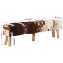 Banco de cuero de cabra auténtico marrón y blanco 160x28x50 cm