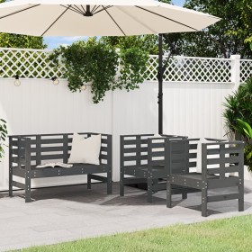 Garden furniture set 3 pieces solid gray pine wood by , Garden sets - Ref: Foro24-825144, Price: 180,11 €, Discount: %
