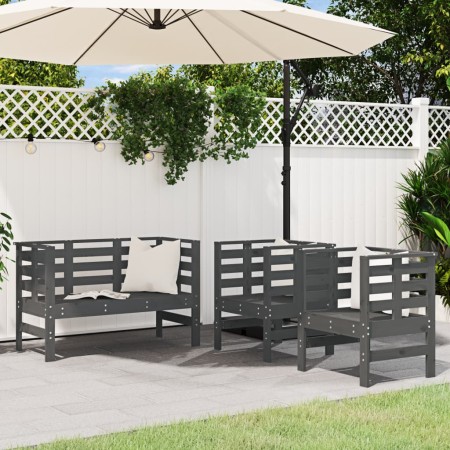 Gartenmöbel-Set 3-teilig aus massivem grauem Kiefernholz von , Gartensets - Ref: Foro24-825144, Preis: 180,11 €, Rabatt: %
