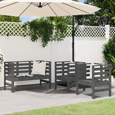 Juego de muebles de jardín 3 pzas madera maciza de pino gris de , Conjuntos de jardín - Ref: Foro24-825144, Precio: 178,41 €,...