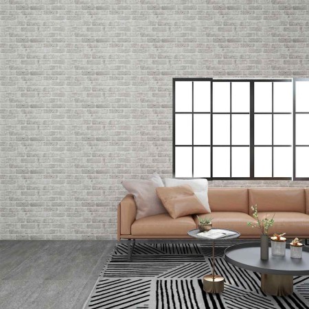 Paneles de pared 3D diseño de ladrillo 10 uds EPS gris claro