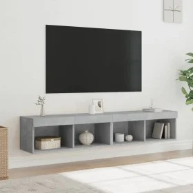 Muebles de TV con luces LED 2 uds gris hormigón 80x30x30 cm de , Muebles TV - Ref: Foro24-837148, Precio: 69,79 €, Descuento: %