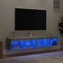 Muebles de TV con luces LED 2 uds gris hormigón 80x30x30 cm de , Muebles TV - Ref: Foro24-837148, Precio: 73,12 €