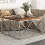 Silberner Couchtisch aus Edelstahl und Massivholz von , Couchtisch - Ref: Foro24-349981, Preis: 145,71 €, Rabatt: %