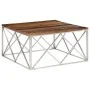 Silver Stainless Steel and Solid Wood Coffee Table by , Coffee table - Ref: Foro24-349981, Price: 144,38 €, Discount: %