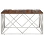 Silberner Couchtisch aus Edelstahl und Massivholz von , Couchtisch - Ref: Foro24-349981, Preis: 145,71 €, Rabatt: %