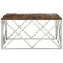 Silver Stainless Steel and Solid Wood Coffee Table by , Coffee table - Ref: Foro24-349981, Price: 144,38 €, Discount: %