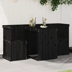2 seater balcony set solid black pine wood by , Garden sets - Ref: Foro24-825062, Price: 152,36 €, Discount: %