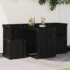 2-Sitzer-Balkon-Set aus massivem schwarzem Kiefernholz von , Gartensets - Ref: Foro24-825062, Preis: 153,78 €, Rabatt: %