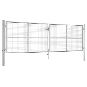 Puerta de jardín de acero galvanizado plateado 415x175 cm de vidaXL, Puertas de jardín - Ref: Foro24-144300, Precio: 466,48 €...