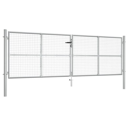 Puerta de jardín de acero galvanizado plateado 415x175 cm de vidaXL, Puertas de jardín - Ref: Foro24-144300, Precio: 466,48 €...