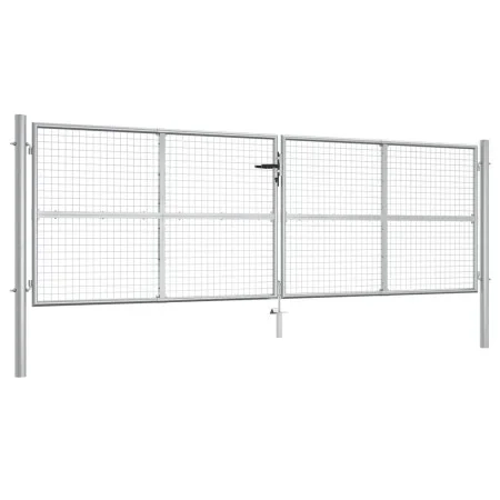 Silver galvanized steel garden gate 415x175 cm by vidaXL, garden gates - Ref: Foro24-144300, Price: 458,30 €, Discount: %