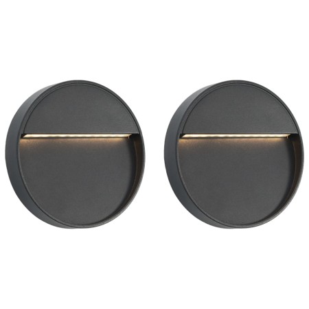 LED garden wall lamps 2 units round black 3 W by vidaXL, Outdoor lighting - Ref: Foro24-45658, Price: 31,24 €, Discount: %