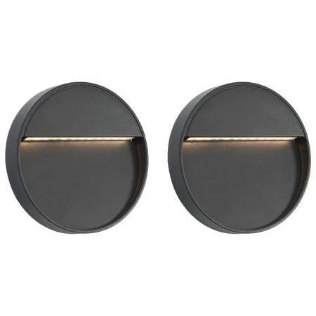 LED garden wall lamps 2 units round black 3 W by vidaXL, Outdoor lighting - Ref: Foro24-45658, Price: 33,65 €, Discount: %