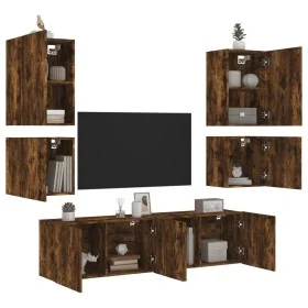 Wand-TV-Schränke, 6-teilig, Holzwerkstoff, geräucherte Eiche von , TV-Möbel - Ref: Foro24-3216475, Preis: 193,98 €, Rabatt: %