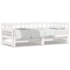 Sofá cama extraíble madera maciza de pino blanco 2x(80x200) cm de , Camas y somieres - Ref: Foro24-840386, Precio: 140,06 €, ...