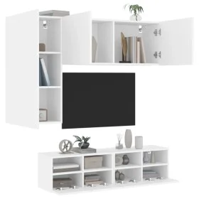Muebles de TV de pared 4 piezas madera de ingeniería blanco de , Muebles TV - Ref: Foro24-3216532, Precio: 173,26 €, Descuent...