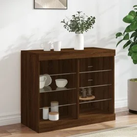 Sideboard with LED lights brown oak 81x37x67 cm by , Sideboards - Ref: Foro24-836706, Price: 75,87 €, Discount: %