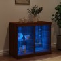 Sideboard with LED lights brown oak 81x37x67 cm by , Sideboards - Ref: Foro24-836706, Price: 76,79 €, Discount: %