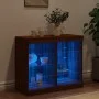 Sideboard with LED lights brown oak 81x37x67 cm by , Sideboards - Ref: Foro24-836706, Price: 75,87 €, Discount: %