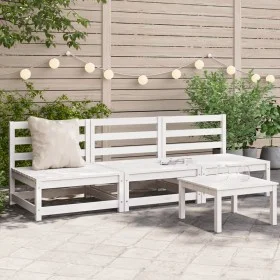 Garden sofas without armrests 3 units white wood 70x70x67 cm by , Modular outdoor sofas - Ref: Foro24-837929, Price: 134,12 €...