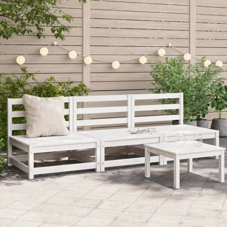 Garden sofas without armrests 3 units white wood 70x70x67 cm by , Modular outdoor sofas - Ref: Foro24-837929, Price: 134,12 €...