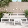 Garden sofas without armrests 3 units white wood 70x70x67 cm by , Modular outdoor sofas - Ref: Foro24-837929, Price: 134,12 €...