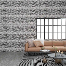 Paneles de pared 3D diseño de ladrillo 10 uds EPS gris oscuro