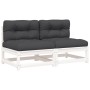 Garden sofas without armrests with cushions 2 units white wood by , Modular outdoor sofas - Ref: Foro24-838087, Price: 149,29...