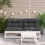 Garden sofas without armrests with cushions 2 units white wood by , Modular outdoor sofas - Ref: Foro24-838087, Price: 145,15...