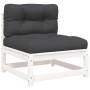 Garden sofas without armrests with cushions 2 units white wood by , Modular outdoor sofas - Ref: Foro24-838087, Price: 149,29...