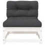Garden sofas without armrests with cushions 2 units white wood by , Modular outdoor sofas - Ref: Foro24-838087, Price: 145,15...