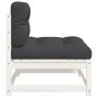 Garden sofas without armrests with cushions 2 units white wood by , Modular outdoor sofas - Ref: Foro24-838087, Price: 145,15...