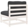 Garden sofas without armrests with cushions 2 units white wood by , Modular outdoor sofas - Ref: Foro24-838087, Price: 149,29...