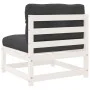 Garden sofas without armrests with cushions 2 units white wood by , Modular outdoor sofas - Ref: Foro24-838087, Price: 145,15...