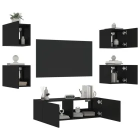 Muebles de TV de pared con luces LED 5 piezas negro de , Muebles TV - Ref: Foro24-3216861, Precio: 178,40 €, Descuento: %