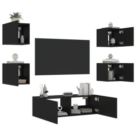Wand-TV-Schränke mit LED-Leuchten 5 Stück schwarz von , TV-Möbel - Ref: Foro24-3216861, Preis: 180,91 €, Rabatt: %