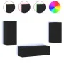 Muebles de TV de pared con luces LED 3 piezas negro de , Muebles TV - Ref: Foro24-3216868, Precio: 169,09 €, Descuento: %