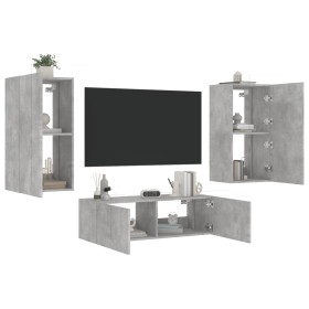 Muebles de TV de pared con luces LED 3 piezas gris hormigón de , Muebles TV - Ref: Foro24-3216877, Precio: 175,74 €, Descuent...
