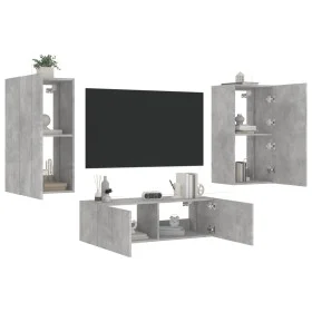 Wand-TV-Schränke mit LED-Leuchten, 3 Stück, betongrau von , TV-Möbel - Ref: Foro24-3216877, Preis: 173,62 €, Rabatt: %