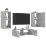 Wall TV cabinets with LED lights 3 pieces concrete gray by , TV Furniture - Ref: Foro24-3216877, Price: 173,62 €, Discount: %