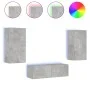 Muebles de TV de pared con luces LED 3 piezas gris hormigón de , Muebles TV - Ref: Foro24-3216877, Precio: 173,62 €, Descuent...