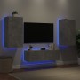 Muebles de TV de pared con luces LED 3 piezas gris hormigón de , Muebles TV - Ref: Foro24-3216877, Precio: 180,90 €, Descuent...