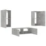 Wall TV cabinets with LED lights 3 pieces concrete gray by , TV Furniture - Ref: Foro24-3216877, Price: 173,62 €, Discount: %