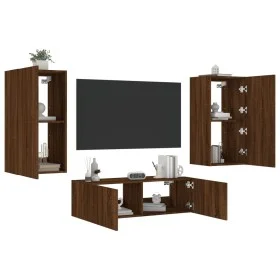 Wand-TV-Schränke mit LED-Leuchten 3 Stück Eiche braun von , TV-Möbel - Ref: Foro24-3216880, Preis: 166,59 €, Rabatt: %